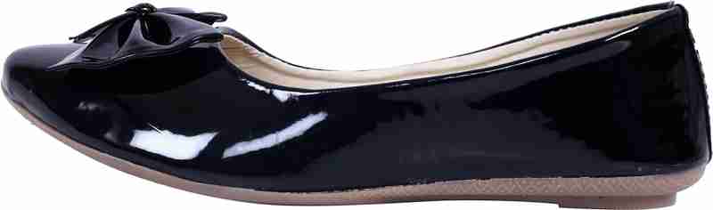 Velozi Women's Black Patent Bow Ballerina Flats