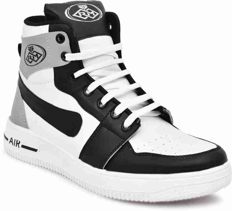 Velozi Men's Black & Grey High-Top Street Style Sneakers