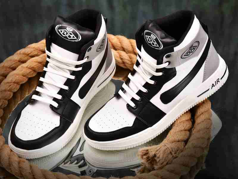 Velozi Men's Black & Grey High-Top Street Style Sneakers