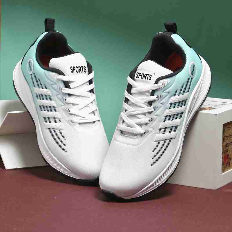 Velozi AeroFlex Lightweight Sports Shoes – Aqua White Edition