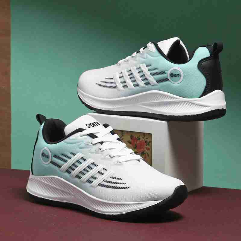 Velozi AeroFlex Lightweight Sports Shoes – Aqua White Edition