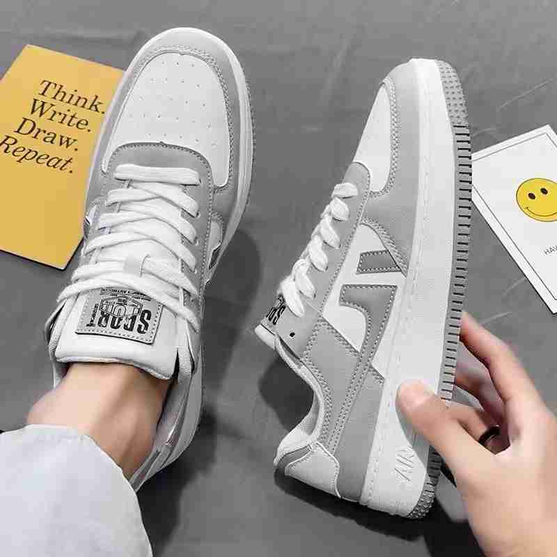 Velozi Men's Classic Air-Inspired Sneakers – White & Grey Edition