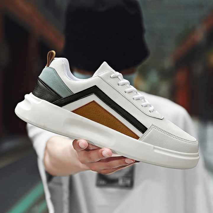 Velozi Aesthetic Streetwear Sneakers – White Multi-Panel Edition