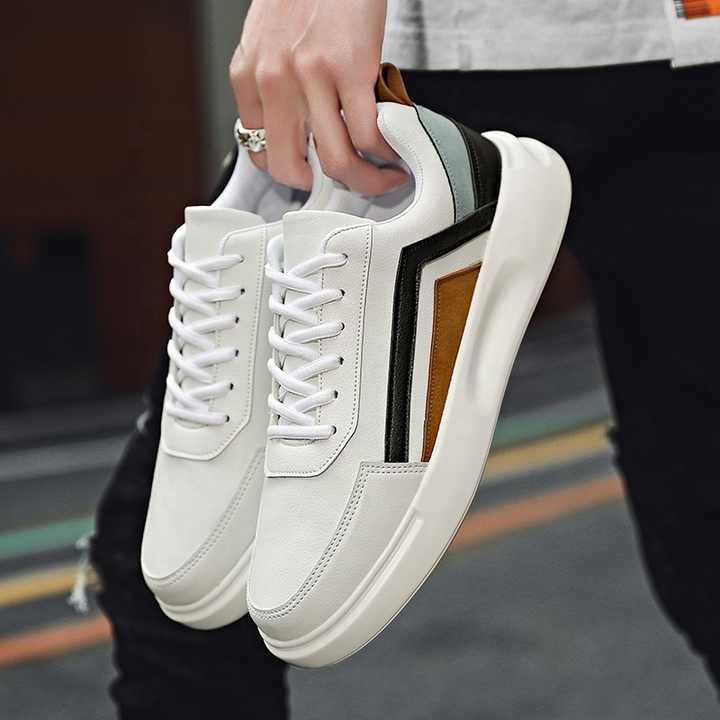 Velozi Aesthetic Streetwear Sneakers – White Multi-Panel Edition