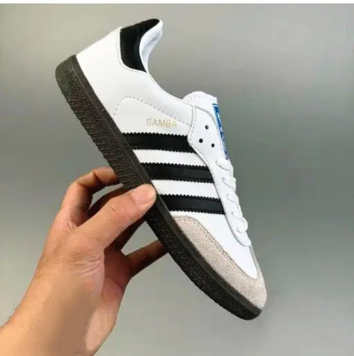 Velozi Retro Stripe Sneakers – Classic White & Grey