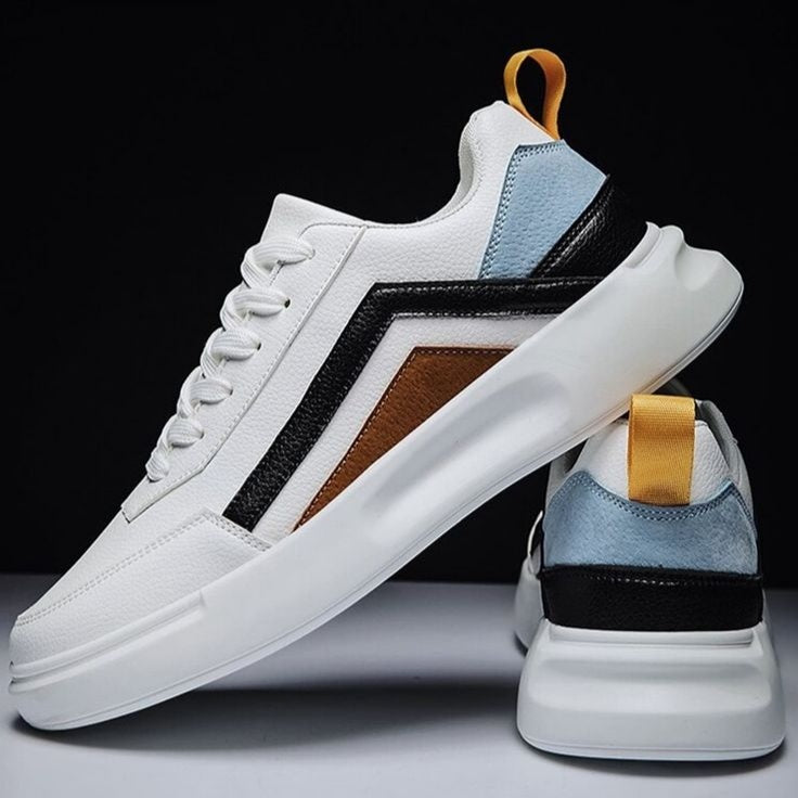 Velozi Aesthetic Streetwear Sneakers – White Multi-Panel Edition
