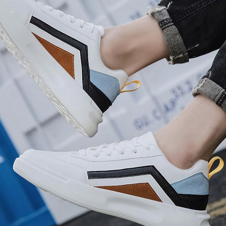 Velozi Aesthetic Streetwear Sneakers – White Multi-Panel Edition