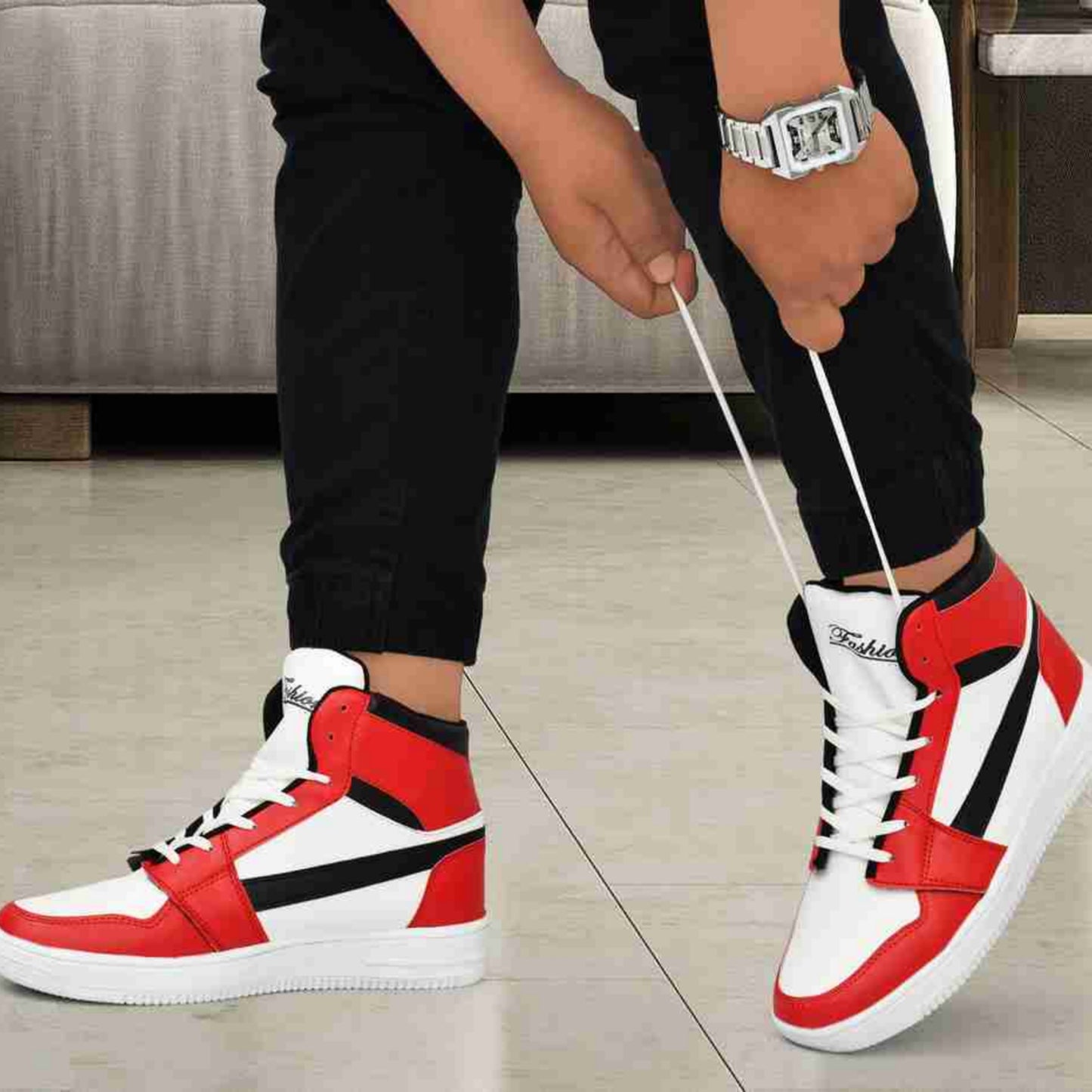 Velozi Ignite High-Top Sneakers – Red & White Street Edition