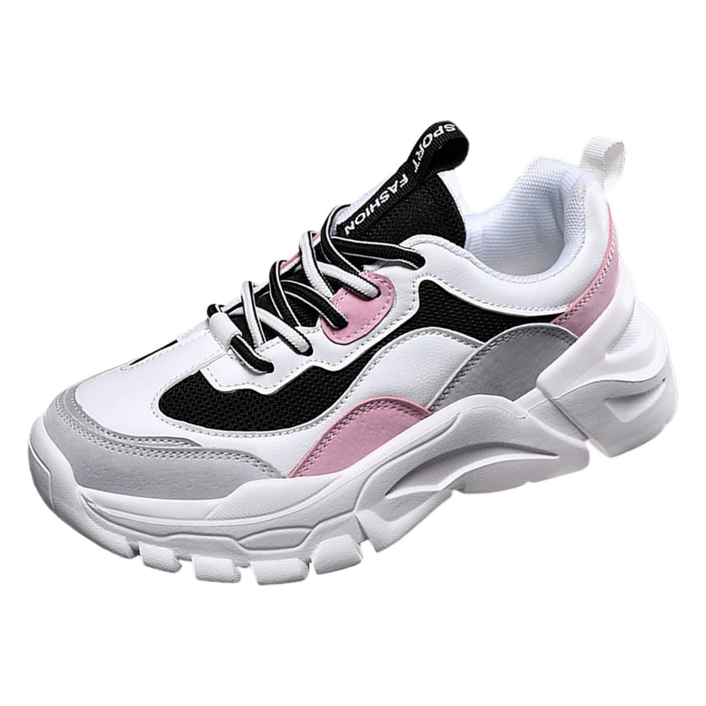 Velozi StrideMax Chunky Sneakers – Pink, Black & White