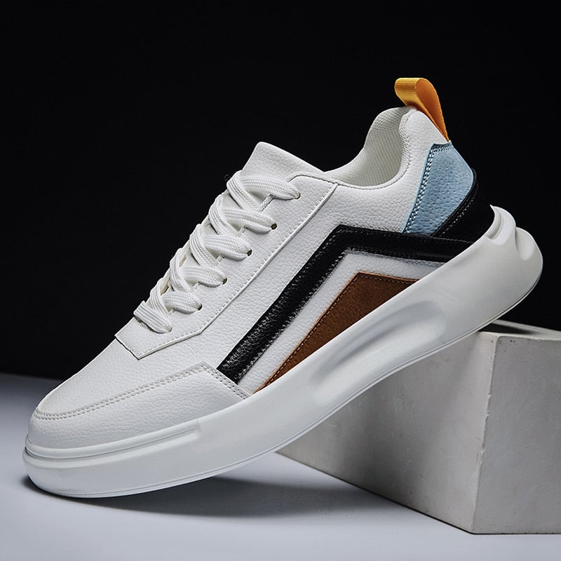 Velozi Aesthetic Streetwear Sneakers – White Multi-Panel Edition