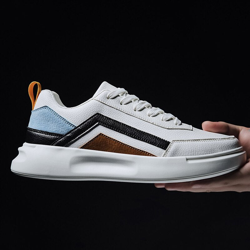 Velozi Aesthetic Streetwear Sneakers – White Multi-Panel Edition