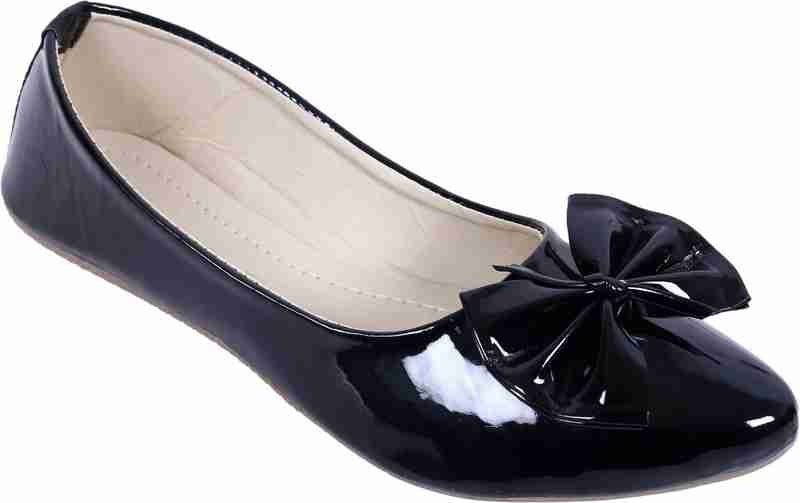 Velozi Women's Black Patent Bow Ballerina Flats