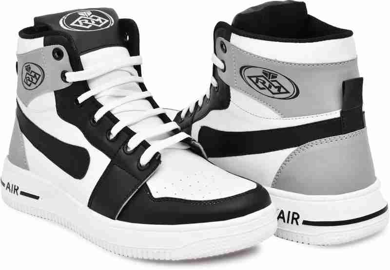 Velozi Men's Black & Grey High-Top Street Style Sneakers
