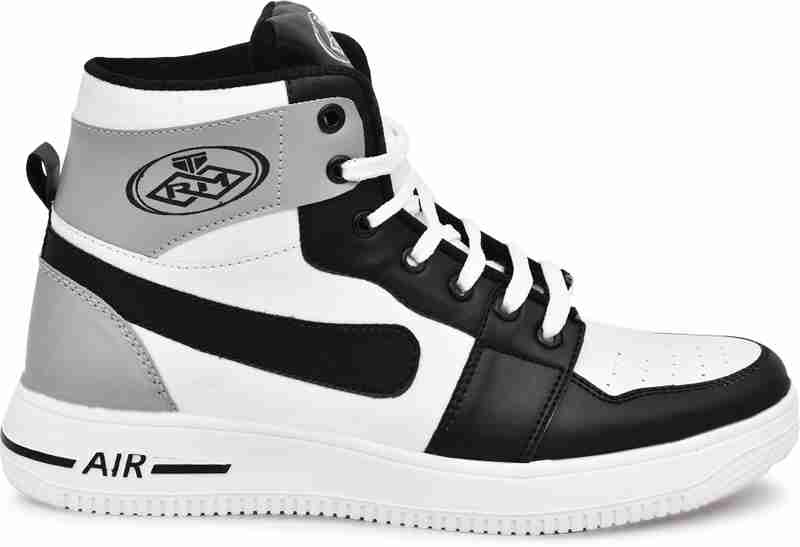 Velozi Men's Black & Grey High-Top Street Style Sneakers